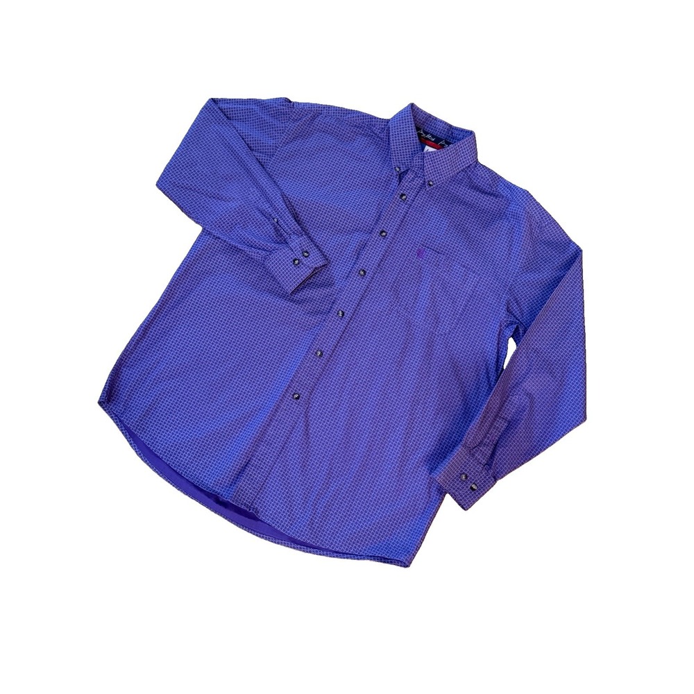 Wrangler George Strait Lg Purple Geometric Long Sleeve Button Down Shirt 77